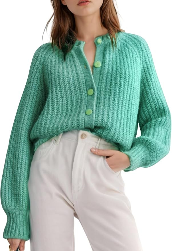 Wyeysyt Womens Cardigan Sweater Button Down Long Sleeve Chunky Soft Knit Sweater Fall Open Front ... | Amazon (US)