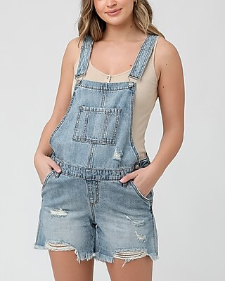 UpWest Ecru Denim Wide Leg Overalls | Express