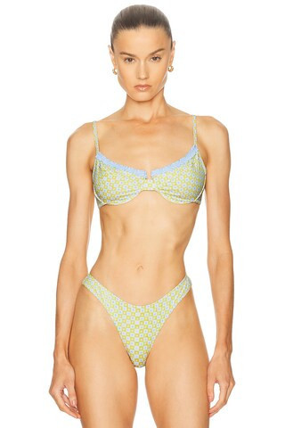 Heavy Manners Ruffled Up Underwire Bikini Top in Yellow | FWRD 