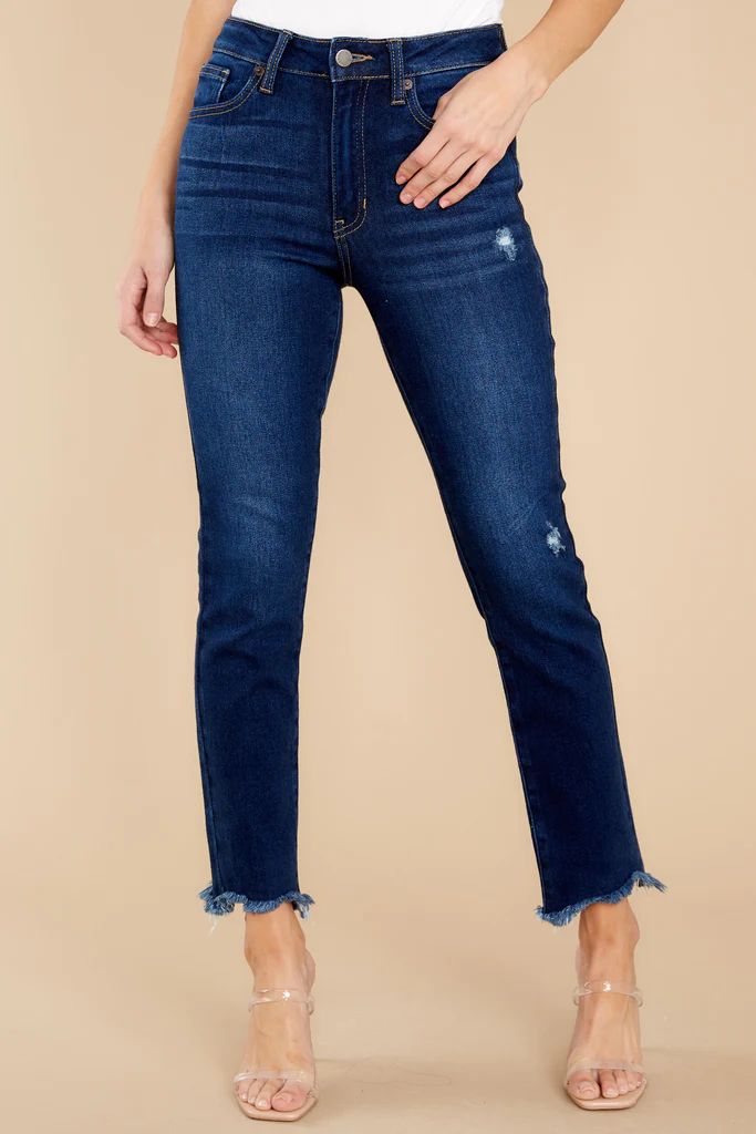 Just The Right Time Dark Wash Distressed Jeans | Red Dress 