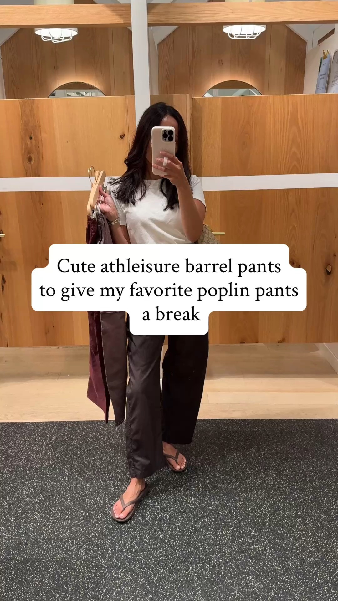 Cute athleisure barrel pants to give my favorite cotton poplin pants a break. 
- Currently on sale for around $49. 
- Material feels good on; athletic tech fabric that is not too thick or too thin; holds its shape. 
- True to size here; size down if in between. 
- I have been wearing my favorite cotton poplin pants from the gap multiple times a week since spring. I decided I really needed similar daily options and was so happy to find these pants. 
- Multiple colors available and they come in different lengths too. 
- Favorite white cotton t-shirt in true to size; also have them in a size up. 
- Most comfortable flip flops with arch support true to size.

#LTKOver40 #LTKootd #LTKActive