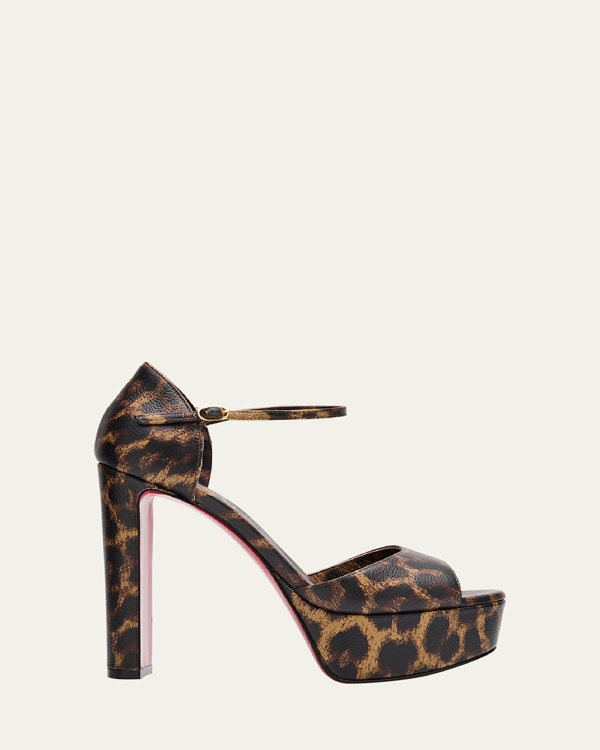 Leopard Ankle-Strap Red Sole Platform Sandals | Bergdorf Goodman
