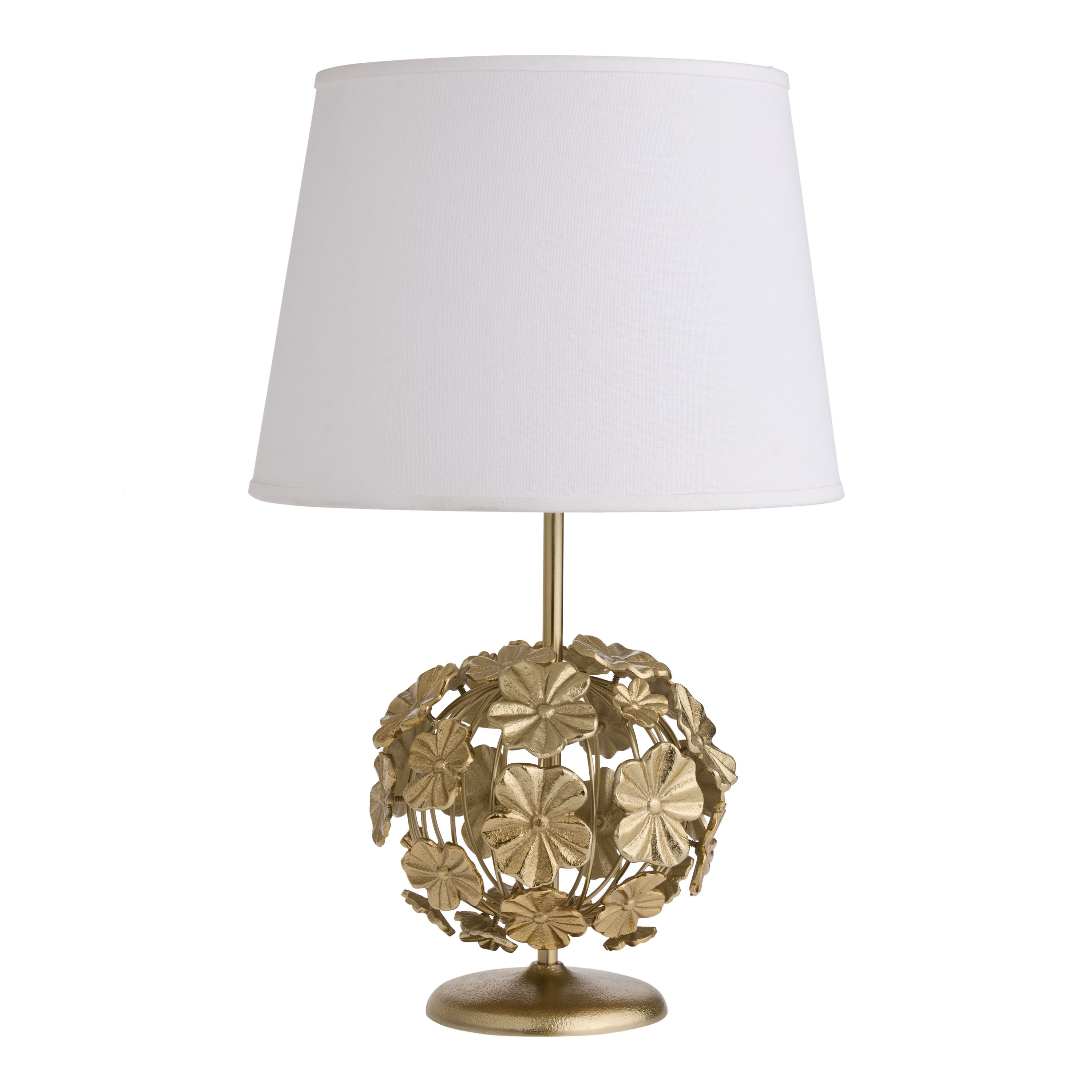 Fleur Antique Brass Floral Sphere Table Lamp Base | World Market