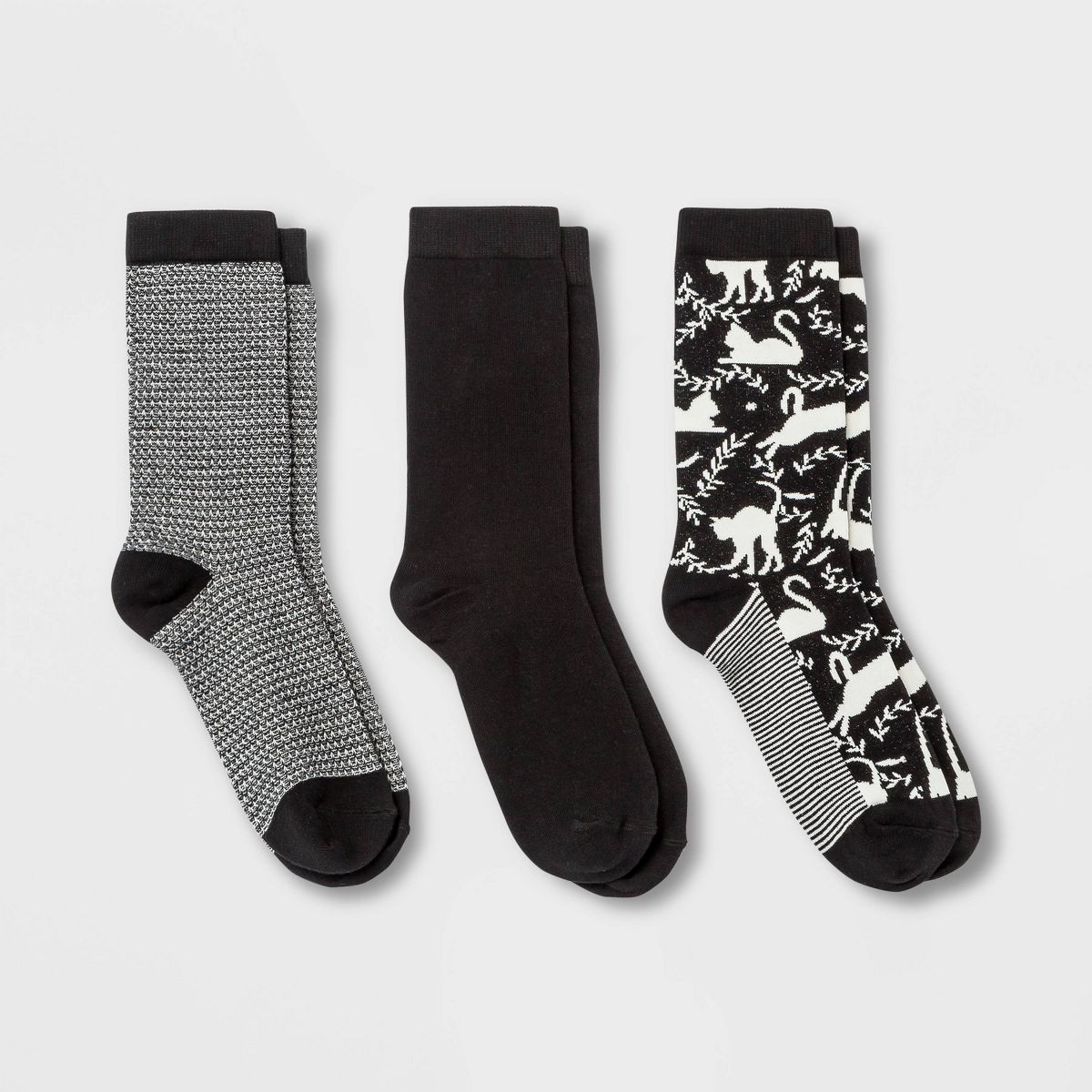 Women's Cat 3pk Crew Socks - A New Day™ Black 4-10 | Target