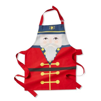 tagltd Nutcracker Boy Christmas Apron - Red Cotton Kitchen Apron, 23.6" H x 18.9" W, Machine Washable Cooking Textiles | Target