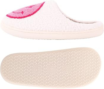 Qubuwalk Retro Lightning Bolt Smile Face Slippers Soft Plush Comfy Warm Fuzzy Slippers Women's Co... | Amazon (US)