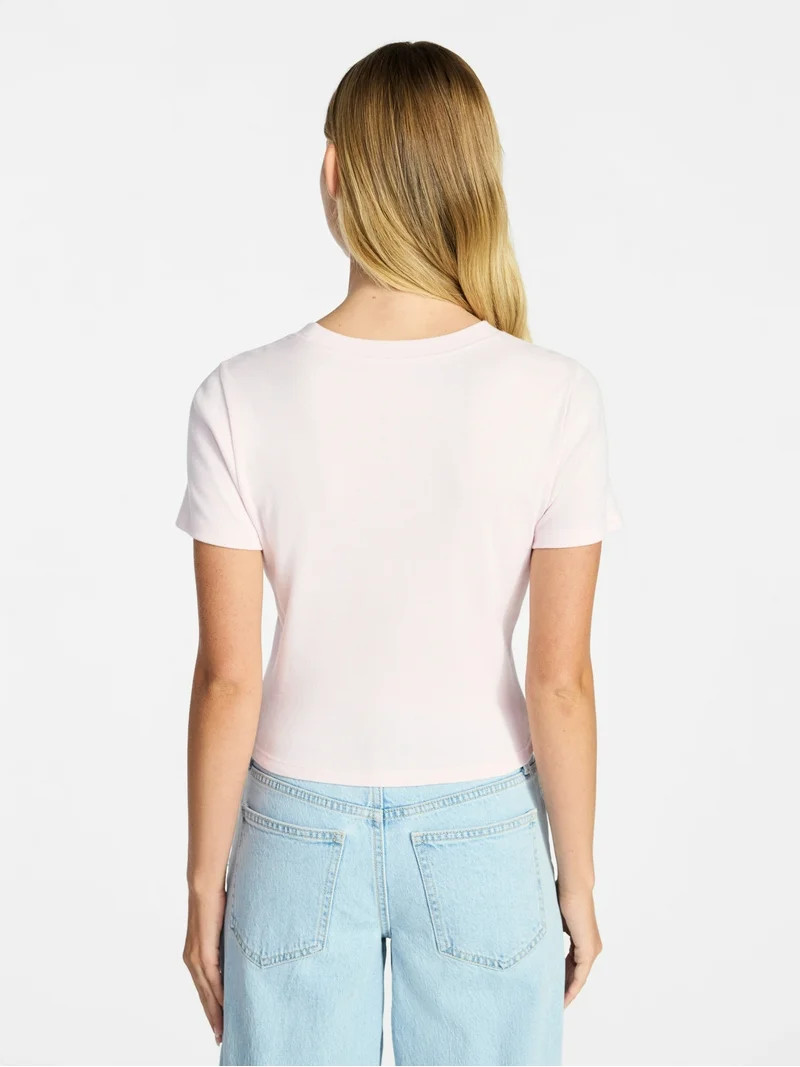 No Boundaries Cotton Crewneck Cropped Tee, Women's XXS-XXL | Walmart (US)