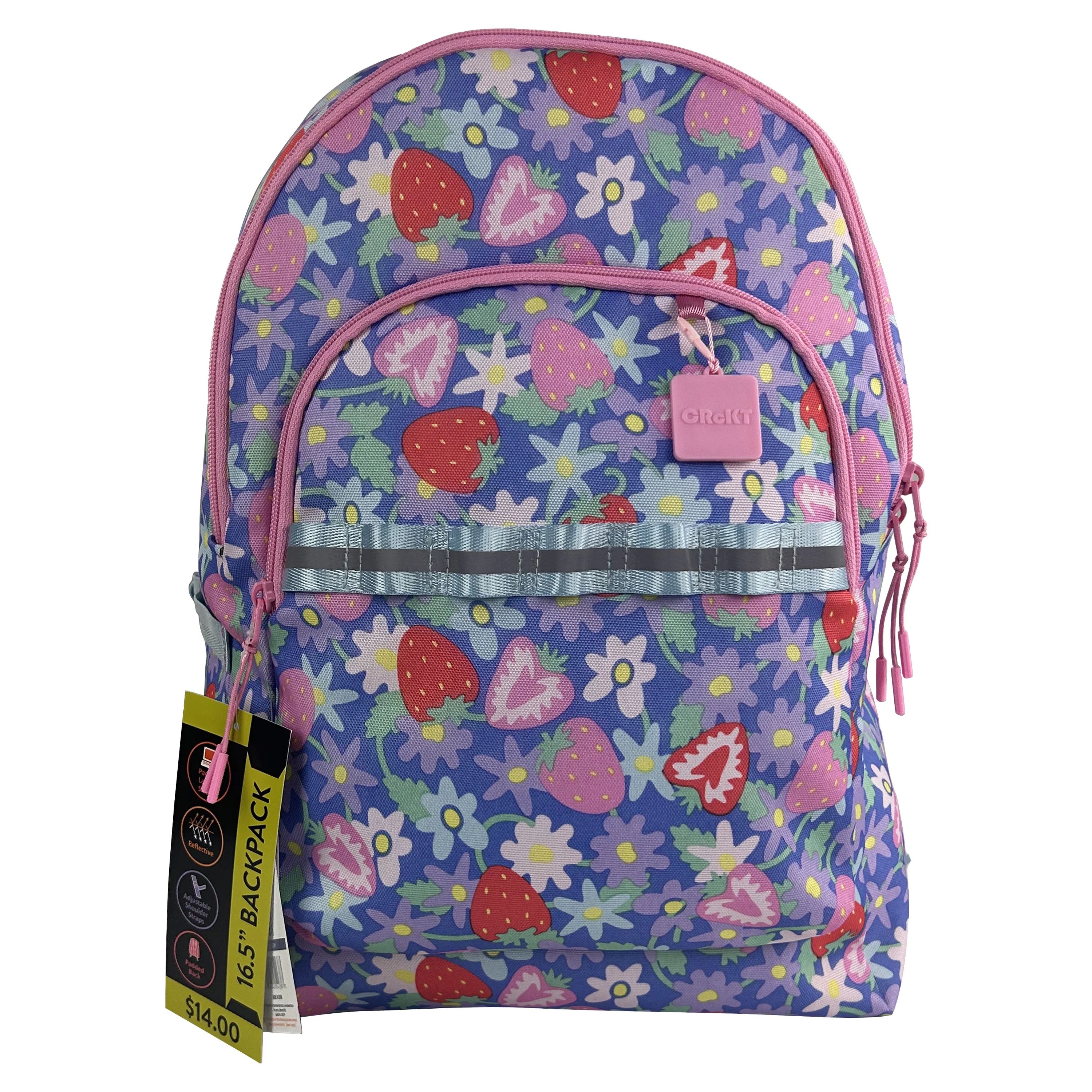 CRCKT Strawberry Floral 100% Recyclable Polyester Backpack, Multicolor, Unisex | Walmart (US)