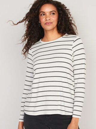 Luxe Striped Long-Sleeve T-Shirt for Women | Old Navy (CA)