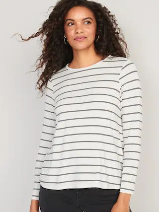 Luxe Striped Long-Sleeve T-Shirt for Women | Old Navy (CA)