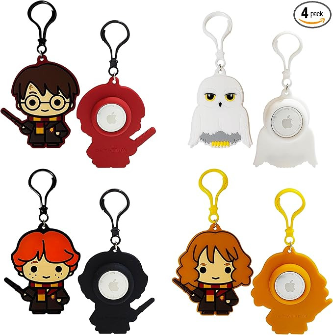 AIR TAGS-4 PACK HOLDER, Harry Potter Gifts, 4PC AirTag Keychain Ensure a snug fit Silicone Harry ... | Amazon (US)
