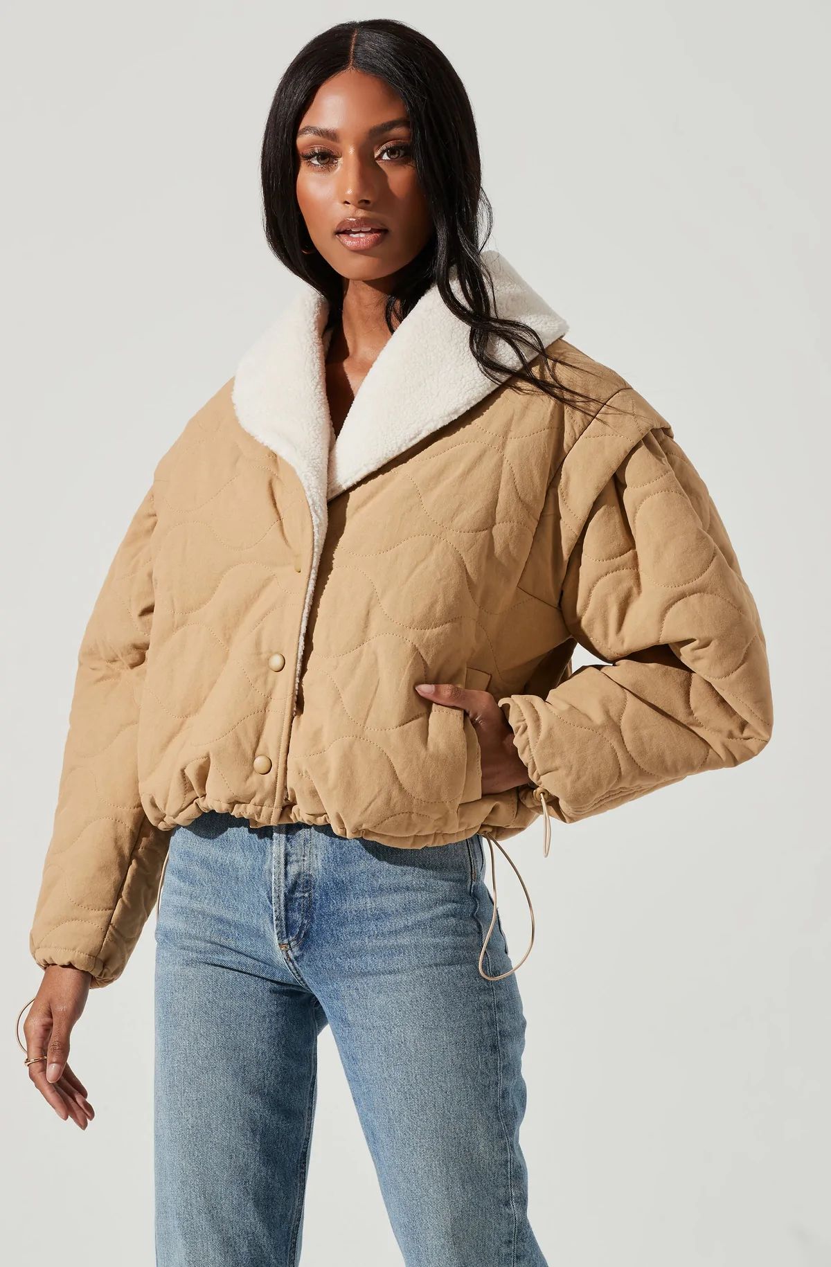 Nadine Quilted Faux Shearling Jacket | ASTR The Label (US)