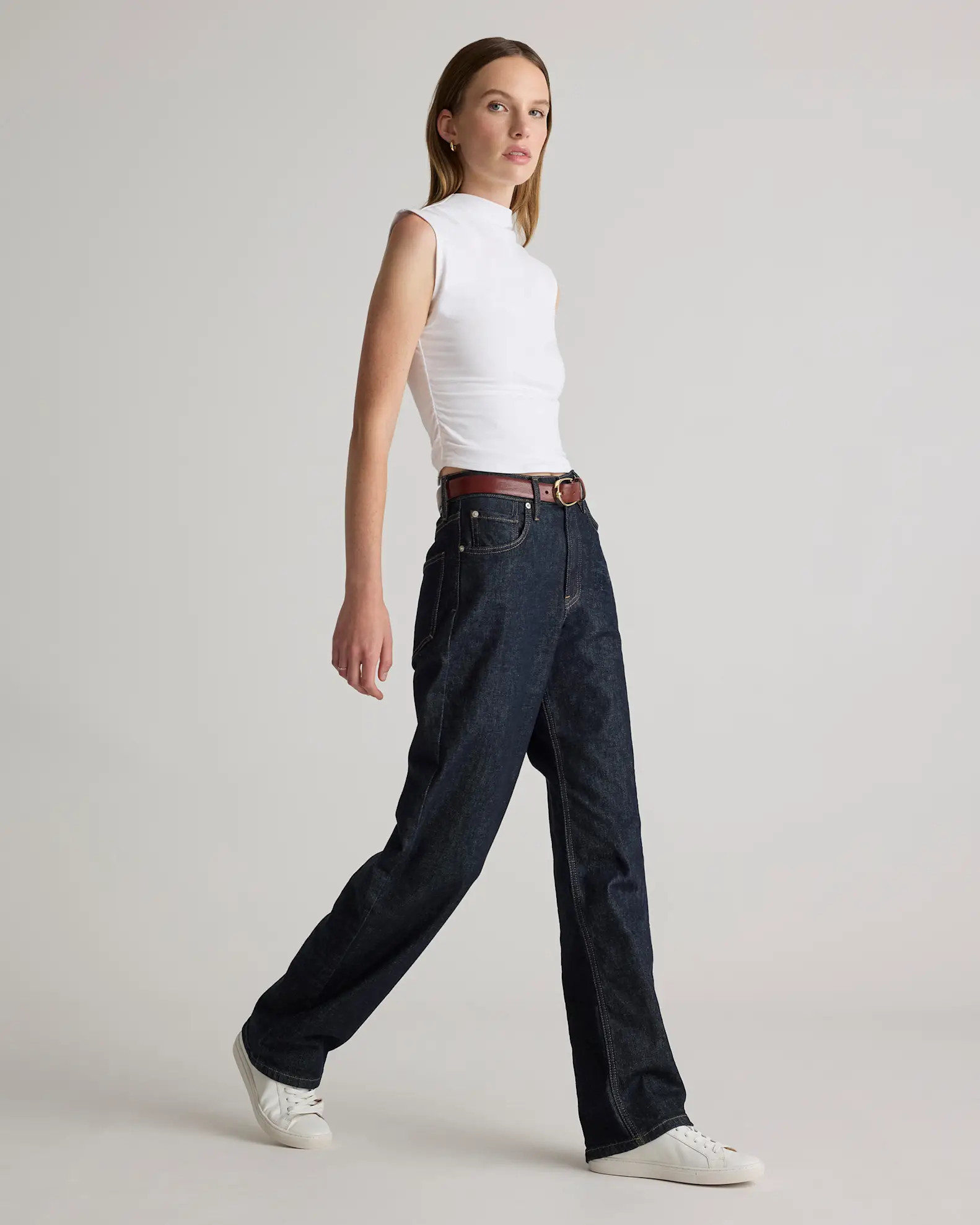 Stretch Cotton Jersey Sleeveless Mock Neck Top | Quince
