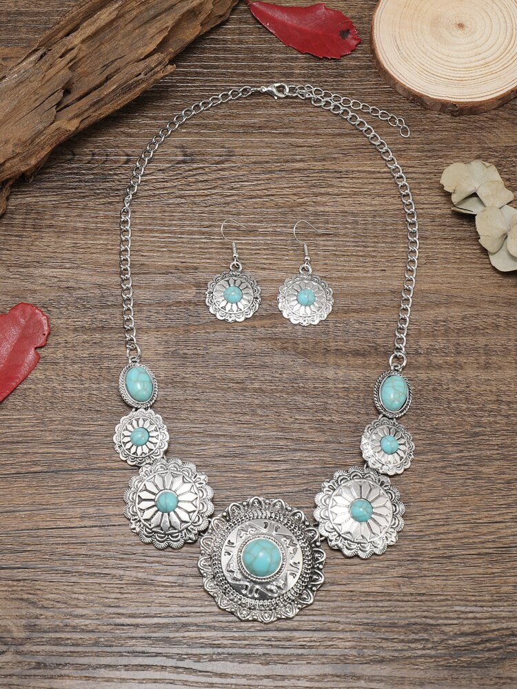 EMERY ROSE Vintage Necklace & Drop Earrings | SHEIN