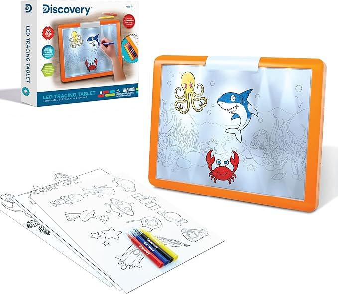 Discovery LED Tracing Tablet, 26-Piece Set with Washable Markers, Tracing & Template Sheets, Batt... | Amazon (US)