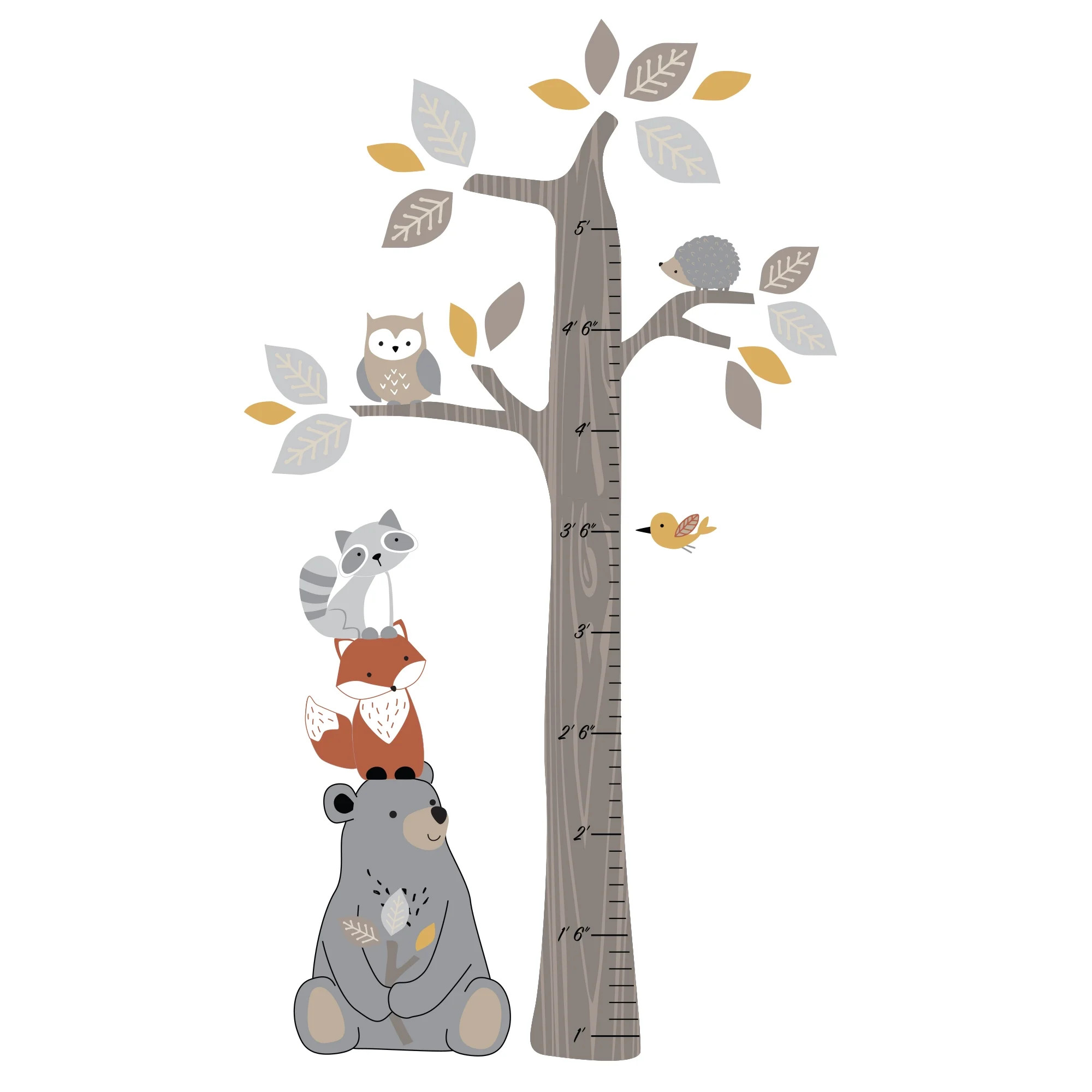 Lambs & Ivy Woodland Forest Tree with Animals Kids Growth Chart Wall Decals - Walmart.com | Walmart (US)