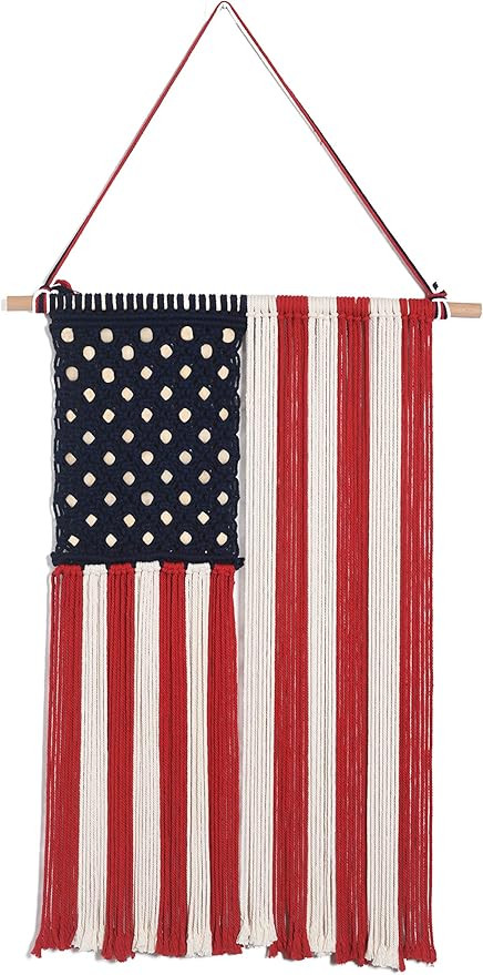 Macrame Wall Hanging Macrame American Flag Boho Patriotic Decor Memorial Day Fourth of July wall ... | Amazon (US)