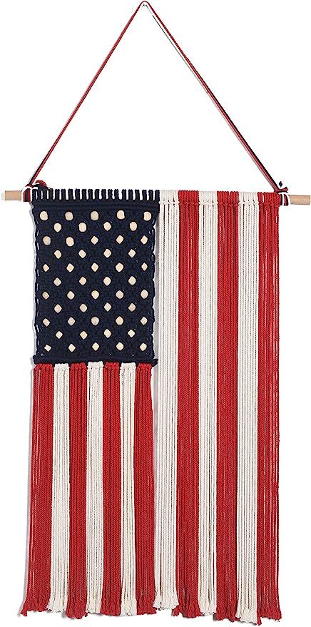 Macrame Wall Hanging Macrame American Flag Boho Patriotic Decor Memorial Day Fourth of July wall ... | Amazon (US)