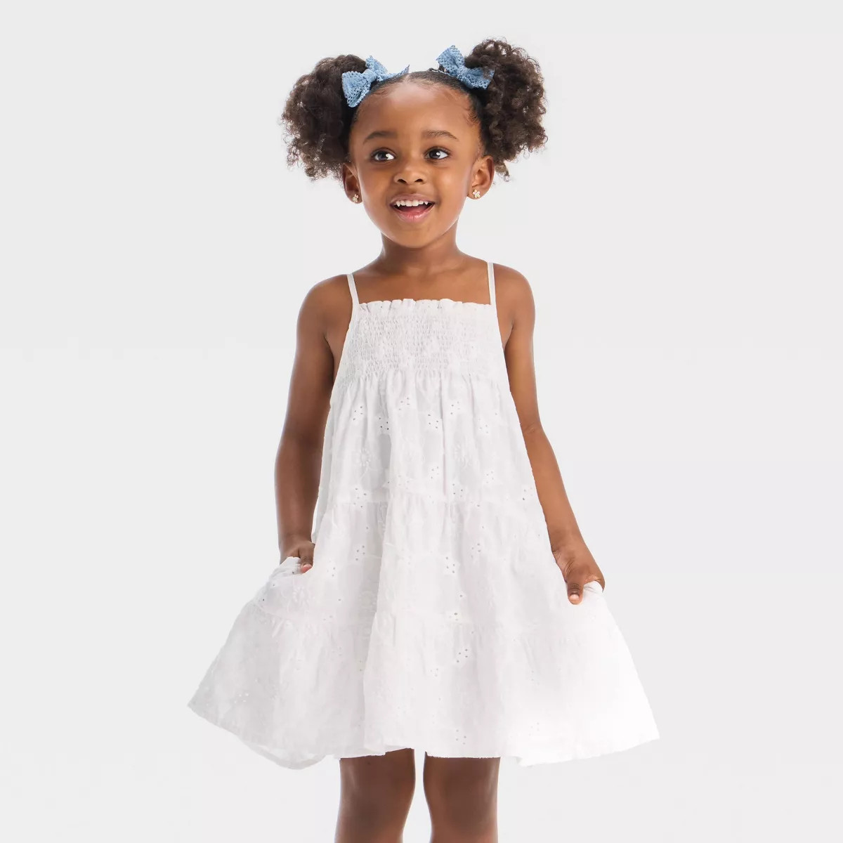 Toddler Girls' Eyelet Embroidered Tank Dress - Cat & Jack™ White | Target