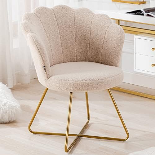 Duhome Faux Fur Vanity Chair Accent Chair, Furry Makeup Chair with Back for Bedroom Makeup Room, She | Amazon (US)