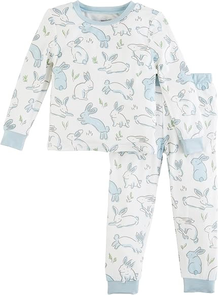Mud Pie Baby Boy Bunny Pajamas, Blue, 4T | Amazon (US)