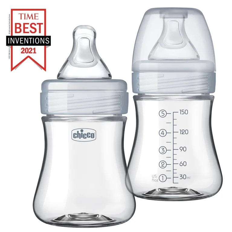Chicco Duo Hybrid Baby Bottle, Invinci-Glass Inside/Plastic Outside, 5oz, 2-Pack - Neutral | Walmart (US)