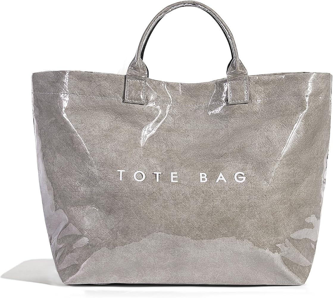 hibear PVC Tote Bag for Women Clear Plastic Handbag Letter Printed Hobo Bag Large Work Tote Bag | Amazon (US)