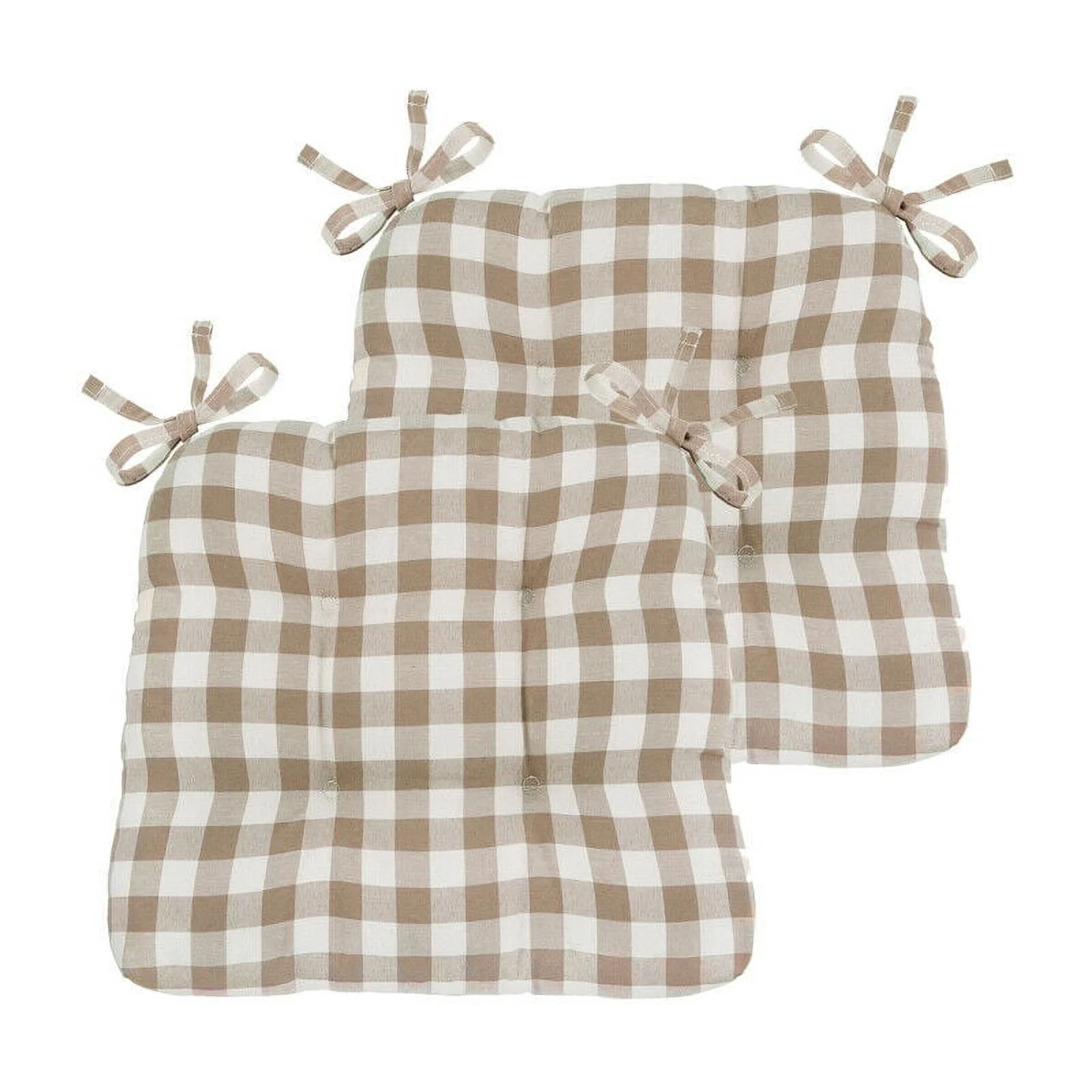 Kate Aurora Country Living Plush Gingham Plaid Checkered Country Farmhouse Chair Cushions/Pads Wi... | Walmart (US)