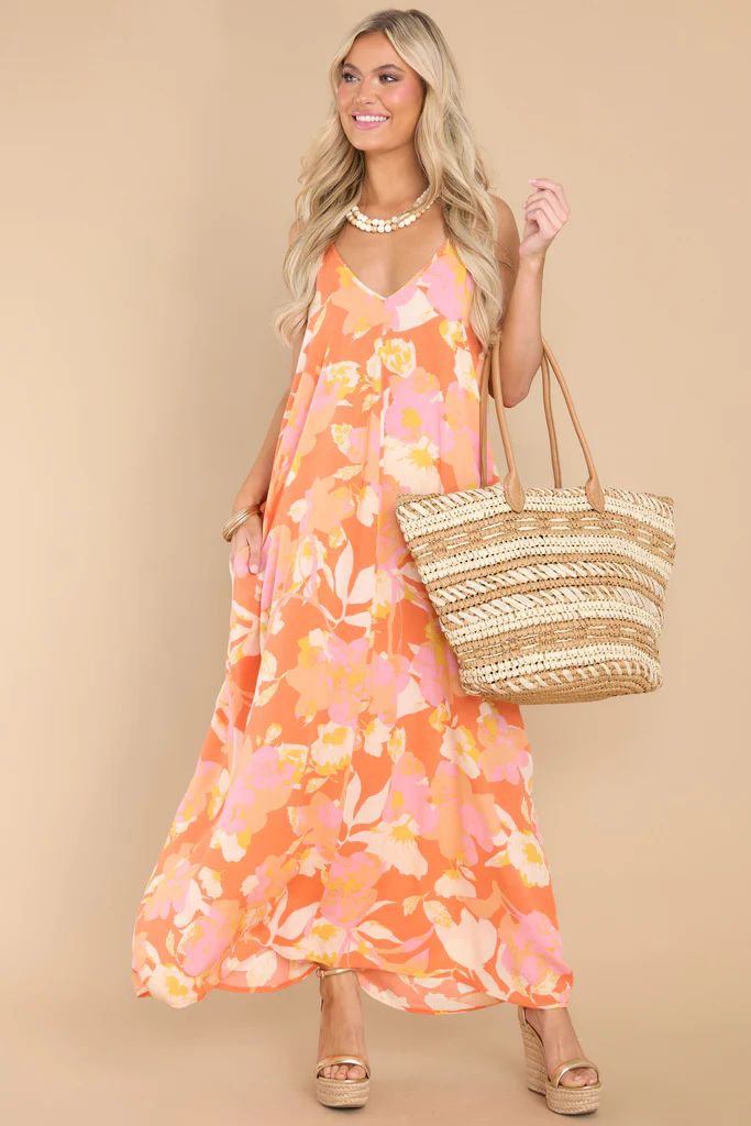 My Only Reason Orange Floral Print Maxi | Red Dress 