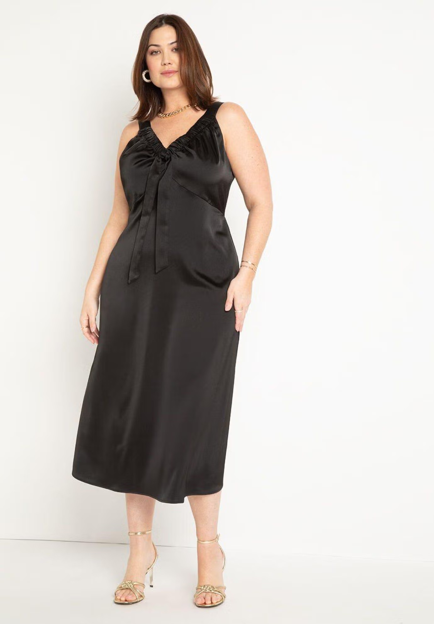 Midi Dress With Ruched Neckline | Eloquii