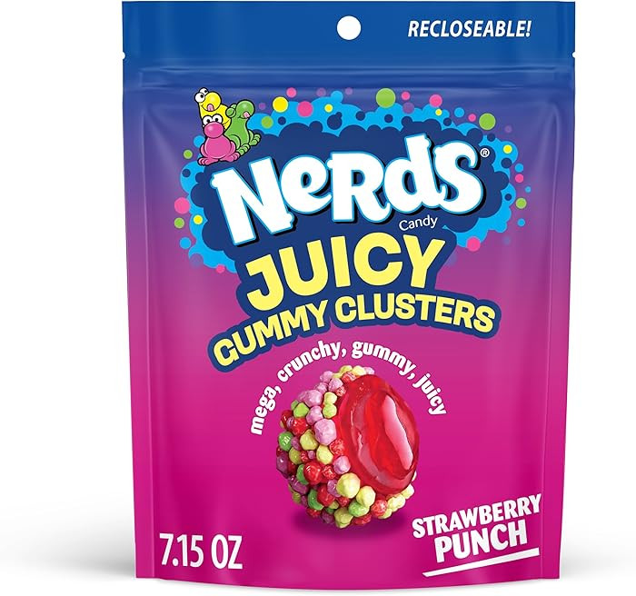 NERDS Juicy Gummy Clusters, Strawberry Punch, Juicy and Gummy Candy, 1 Stand Up Bag, for Snacking... | Amazon (US)