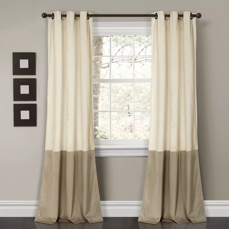 Lucille Floral Solid Color Room Darkening Thermal Grommet Curtain Panels (Set of 2) | Wayfair North America