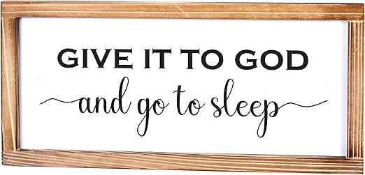 Give it to God and Go to Sleep Sign - Rustic Farmhouse Decor for the Home Sign - Bedroom Wall Dec... | Amazon (US)