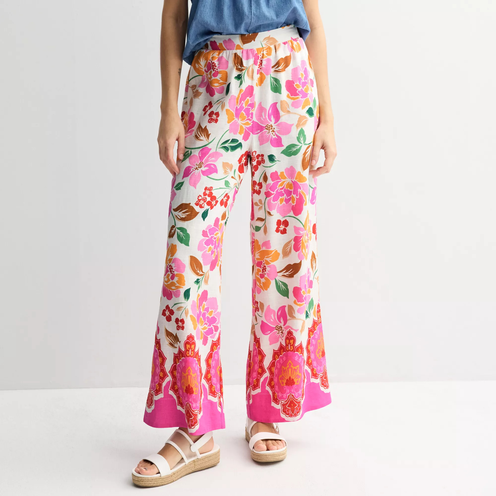 Women's Draper James Printed Wide-Leg Linen Pants | Kohl's