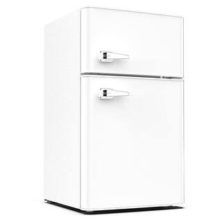 COWSAR 19.69 in. 3.2 cu. ft. 2-Door Retro Mini-Refrigerator in White with Compact Freezer Low Noi... | The Home Depot