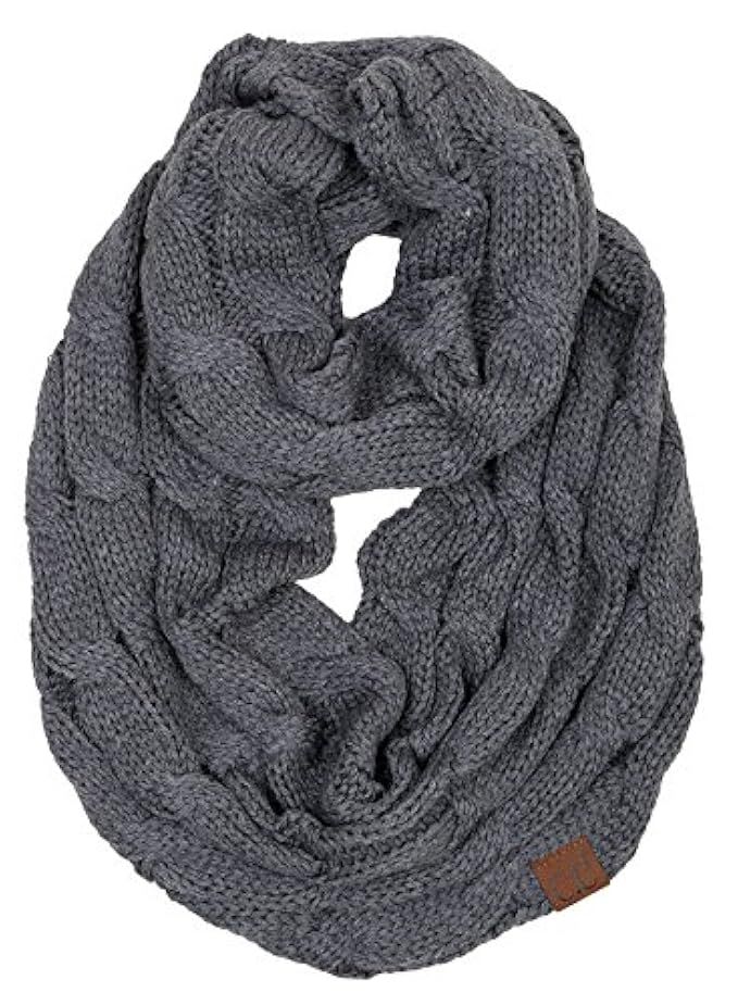 Funky Junque’s C.C Beanies Matching Ribbed Winter Warm Cable Knit Infinity Scarf | Amazon (US)