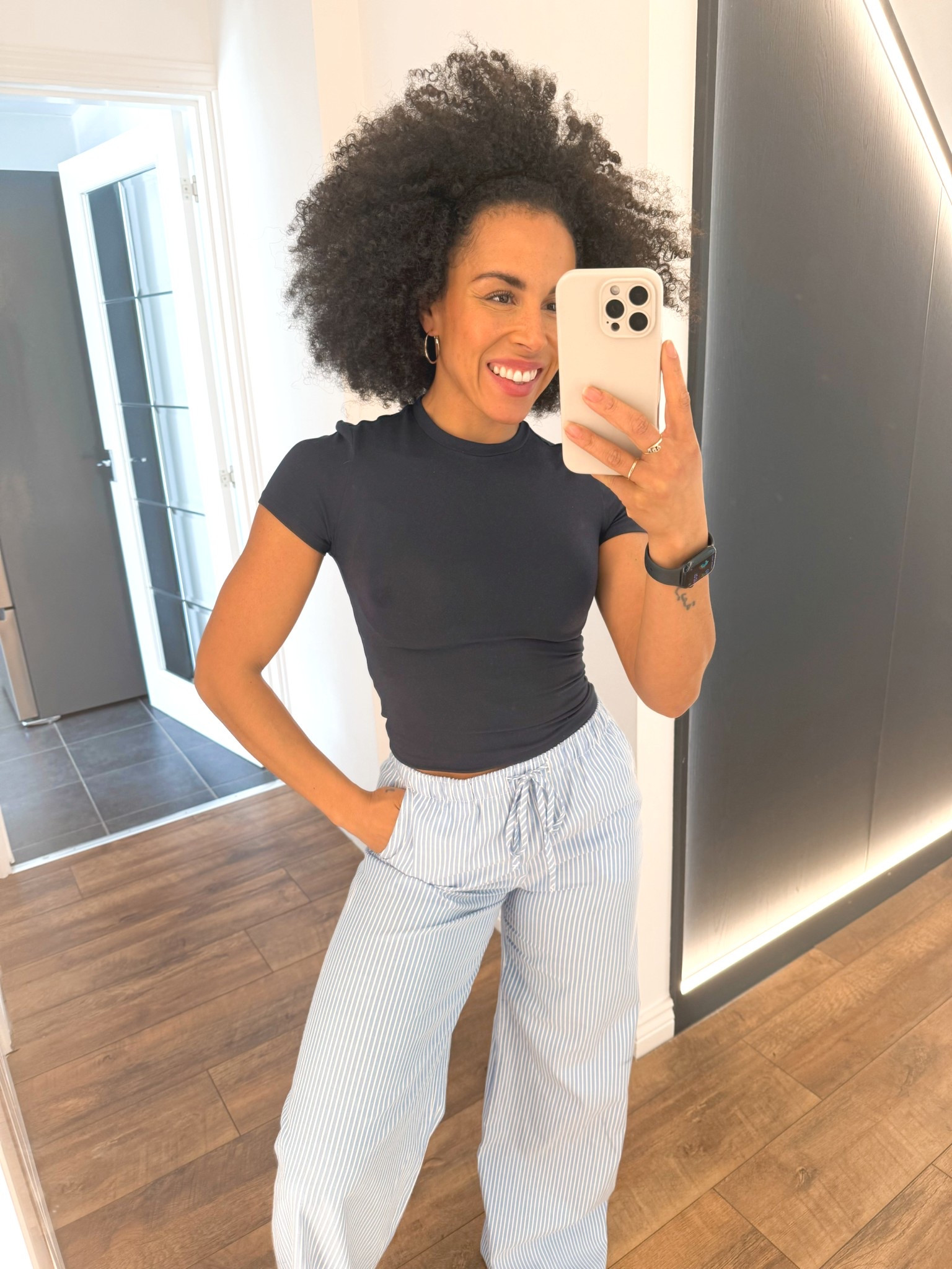 Todays look for comfort 💙🩵

I love mixing baby blue and navy together! 

#spring #trousers #stripedtrousers #blue 

#LTKsummer #LTKuk #LTKspring