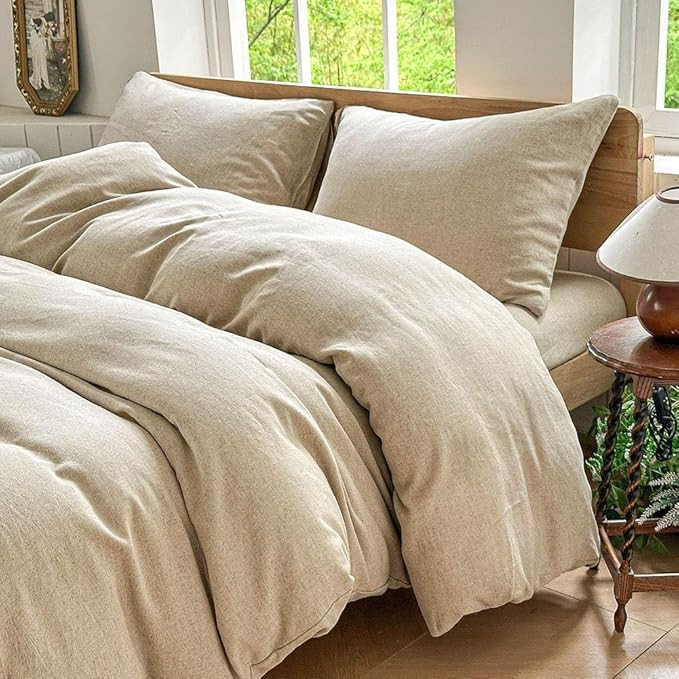 100% French Flax Linen Duvet Cover Set King, 3-Piece Soft Breathable Cooling Bedding for Hot Slee... | Amazon (US)