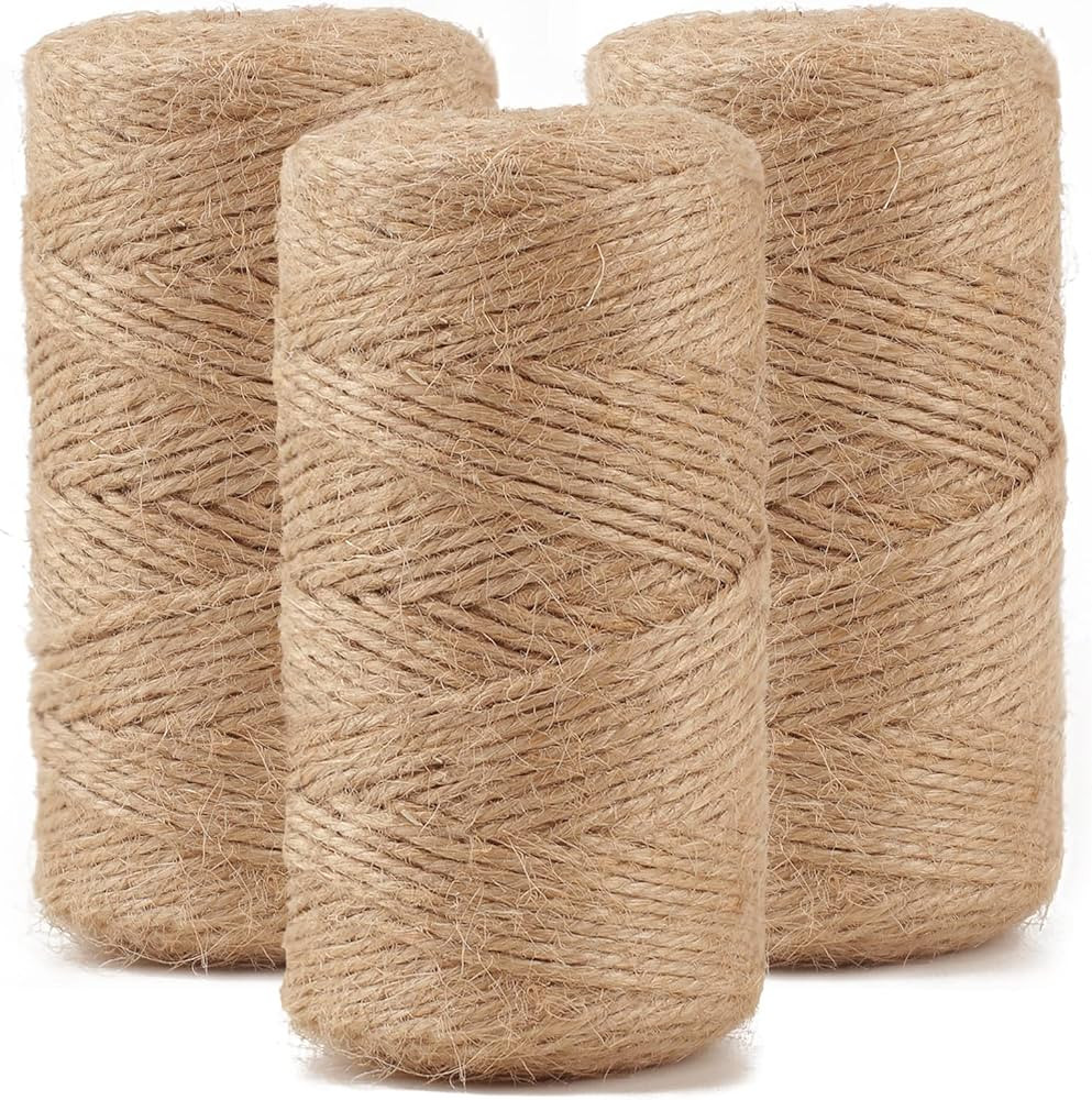 984 FT Natural Jute Twine, 3ply Thin Ribbon Hemp Twine for Gardening, Plant, Gift Wrapping, Art, ... | Amazon (US)