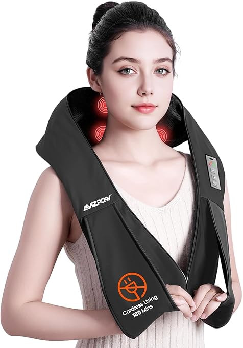 AMZPONY® Cordless Neck Massager for Pain Relief Deep Tissue, Rechargeable Shiatsu Neck and Back ... | Amazon (US)