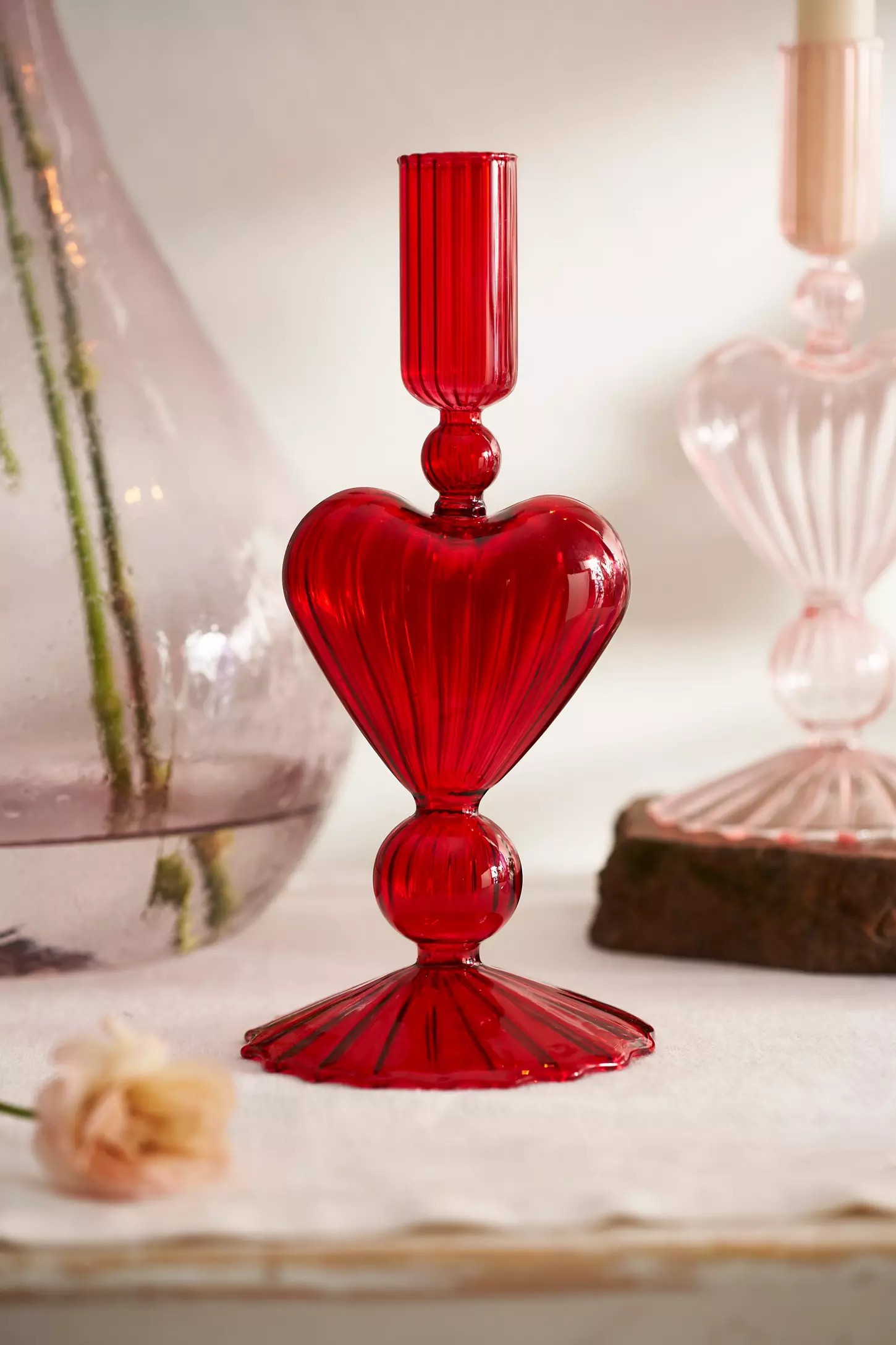 Glass Heart Taper Holder | Anthropologie (US)