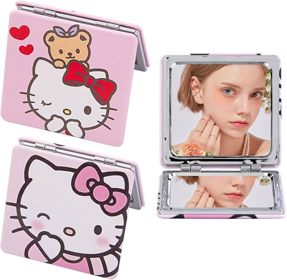 2Pack Cute Travel Compact Mirror, Small Pocket Makeup Mirror with 1X/2X Magnifying, PU Leather Ka... | Amazon (US)