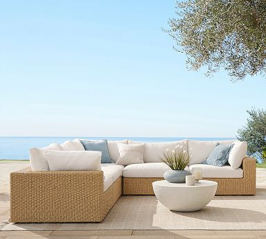 Kostas Wicker 5-Piece Outdoor Sectional (129") | Pottery Barn (US)