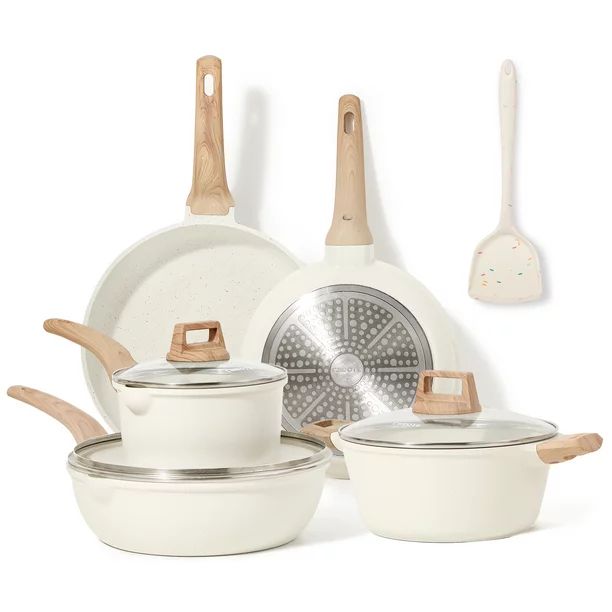 Carote Nonstick Pots and Pans Set,9 Pcs Induction Kitchen Cookware Sets (White Granite) - Walmart... | Walmart (US)