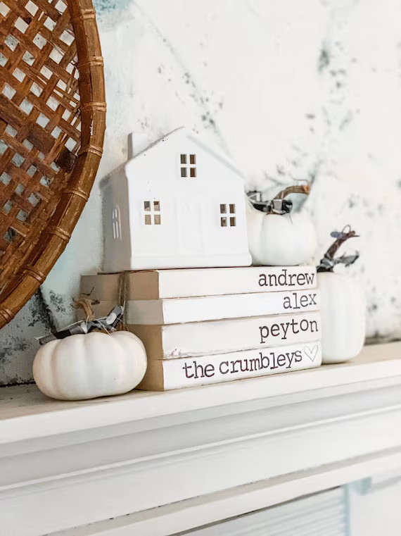 Farmhouse Decor | Hand Stamped Books | Farmhouse Style |Farmhouse Books| Custom Stamped Books| Ne... | Etsy (US)