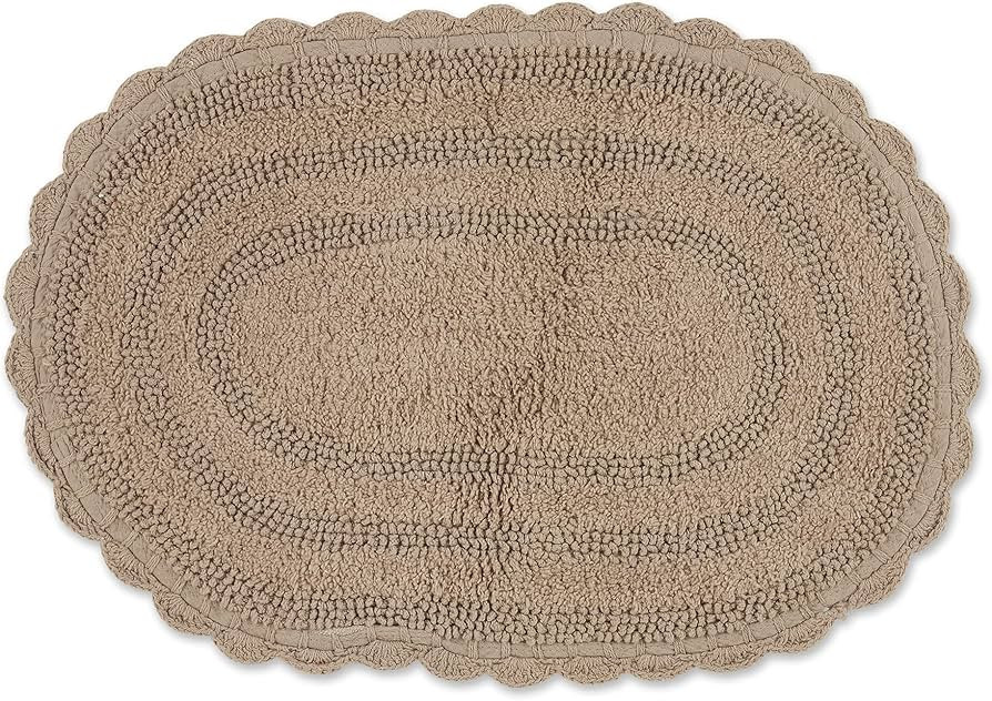 DII Crochet Collection Reversible Bath Mat, Small Oval, 17x24, Stone | Amazon (US)