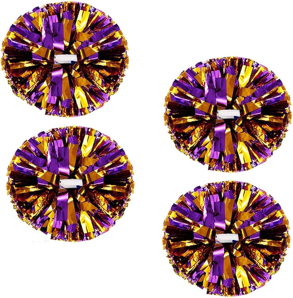 4Pcs Metallic Cheerleading Pom Poms, Creatiee 2 Pair Cheerleader Cheering Squad Pompoms for Schoo... | Amazon (US)