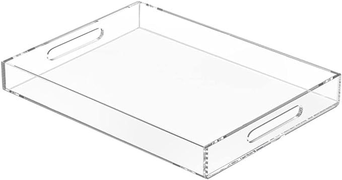 NIUBEE Clear Serving Tray 12x16 Inches -Spill Proof- Acrylic Decorative Tray Organiser for Ottoma... | Amazon (US)