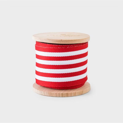 1.5" Striped Grosgrain Fabric Ribbon 15' Red/White - Sugar Paper™ + Target | Target