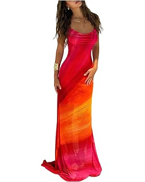 Floerns Women's Summer Criss Cross Tie Backless Cami Dress Beach Vacation Maxi Dresses | Amazon (US)
